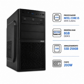 15112 - COMPUTADOR B500 CORE I5 4570 3.2GHZ - MEMÓRIA RAM 8GB DDR3 - SSD 256GB - FONTE 200W